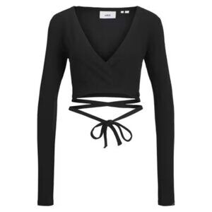 JJXX Frances Wrap Ribbed Crop Top